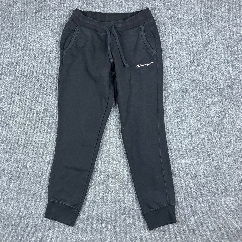 Champion‎ Sweatpants Mens Small Black Fleece Cuffed Joggers Athletic Fit